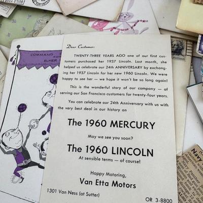 Sale Photo Thumbnail #145: Do you like to read old letters? This handwritten lot goes into stories written long ago. Fun newspaper clippings and other ephemera . All posted.. Great for inspiration, scrapbook, art or stamp collecting.