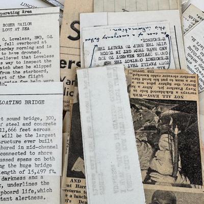 Sale Photo Thumbnail #142: Do you like to read old letters? This handwritten lot goes into stories written long ago. Fun newspaper clippings and other ephemera . All posted.. Great for inspiration, scrapbook, art or stamp collecting.