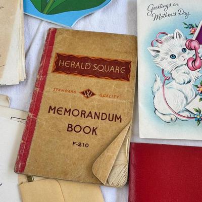 Sale Photo Thumbnail #137: Do you like to read old letters? This handwritten lot goes into stories written long ago. Fun newspaper clippings and other ephemera . All posted.. Great for inspiration, scrapbook, art or stamp collecting.