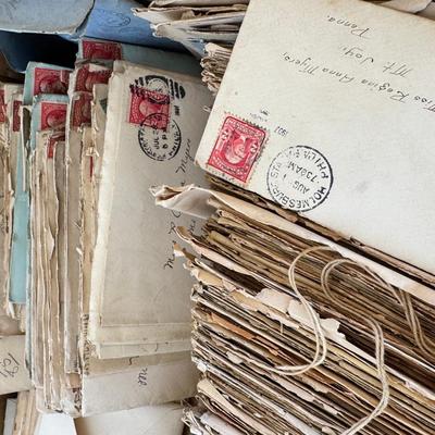 Sale Photo Thumbnail #151: Letter and photo cards from the early 1900s, written in the ink penmanship of the time. Great for inspiration, scrapbook, art or stamp collecting. . Interesting to delve into for insight into the time period. All are open, posted, dirty but readable and m