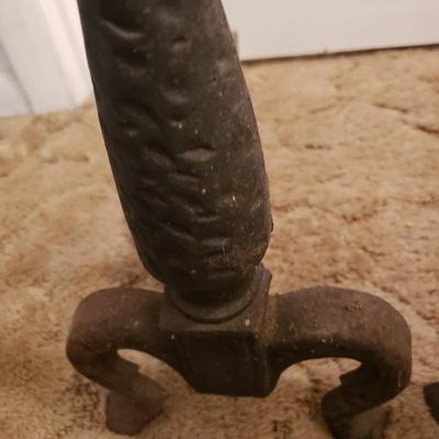 Cast Iron Fireplace Andirons and Tool Set (LR-KD)