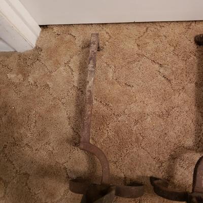 Cast Iron Fireplace Andirons and Tool Set (LR-KD)