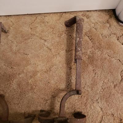 Cast Iron Fireplace Andirons and Tool Set (LR-KD)