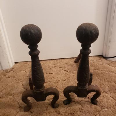 Cast Iron Fireplace Andirons and Tool Set (LR-KD)
