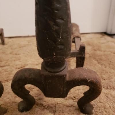 Cast Iron Fireplace Andirons and Tool Set (LR-KD)
