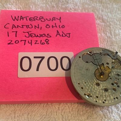 Waterbury 17 Jewel Pocket Watch Movement