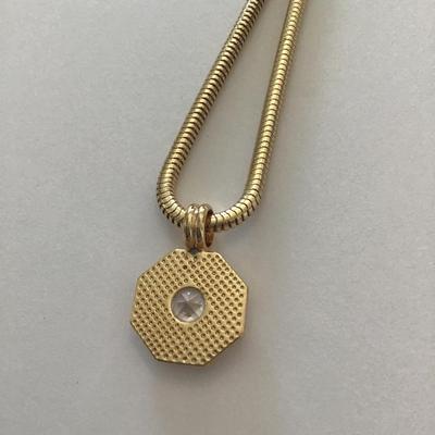 Gold tone hexagon crystal Serefina necklace