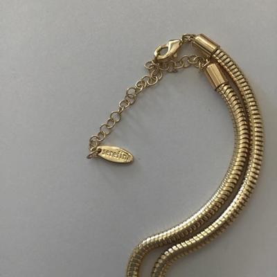 Gold tone hexagon crystal Serefina necklace