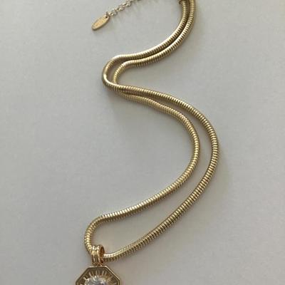 Gold tone hexagon crystal Serefina necklace