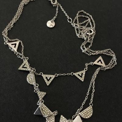 Beautiful Stella, and dot rhinestone multi layered necklace, silver toned