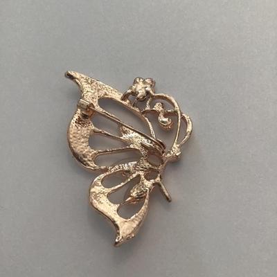 Elegant rhinestone butterfly brooch pin