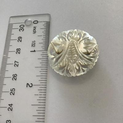 Mother of pearl carved brooch pin