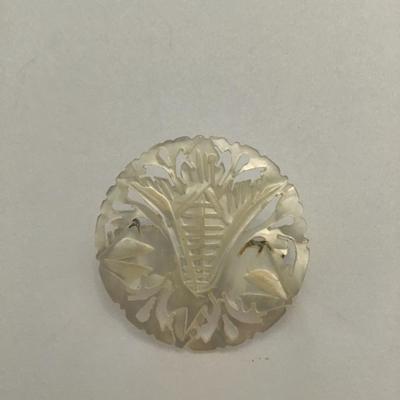 Mother of pearl carved brooch pin