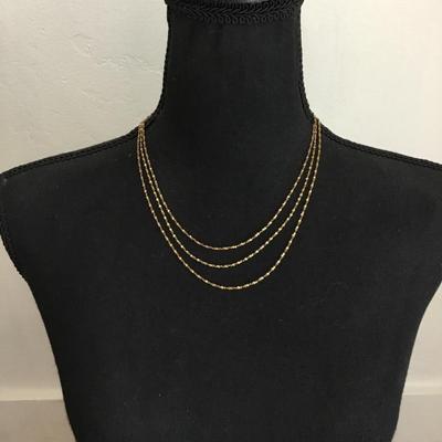 Vintage layered gold tone, chain necklace, dainty