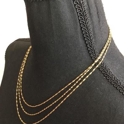 Vintage layered gold tone, chain necklace, dainty