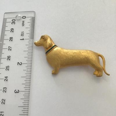 Gold tone dog pin brooch