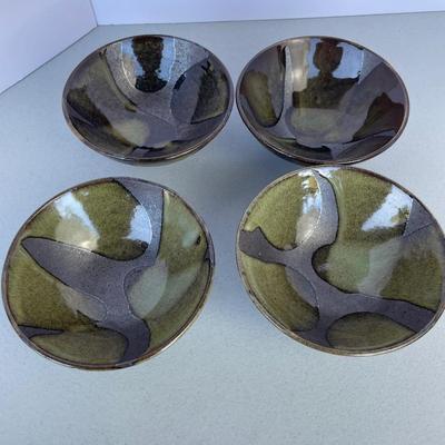 Set of 4 Handcrafted Pottery Bowls