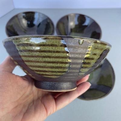 Set of 4 Handcrafted Pottery Bowls