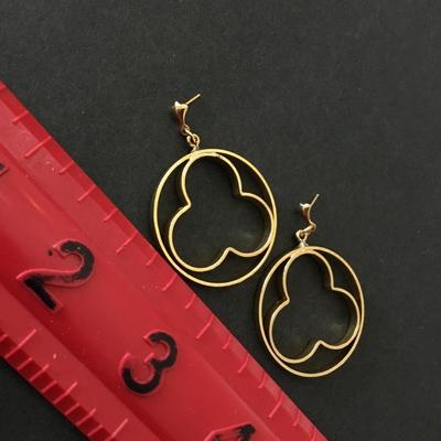 Pretty gold tone, hoop, dangle earrings