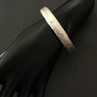 Vintage Monet Silver tone etched Sunburst bangle bracelet