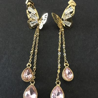 Gorgeous, crystal butterfly dangle earrings very nice
