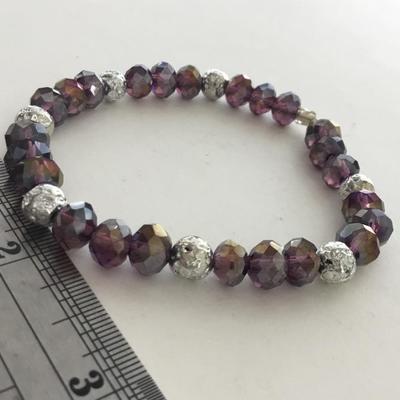 Purple fashion stretchy beaded bracelet