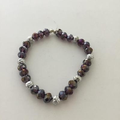 Purple fashion stretchy beaded bracelet