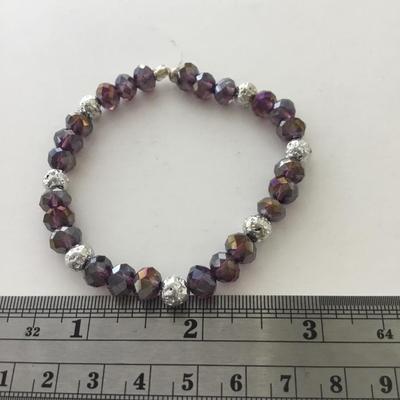 Purple fashion stretchy beaded bracelet