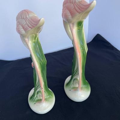 Pair of Art Deco Ceramic Pink Flamingos