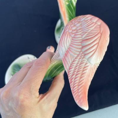 Pair of Art Deco Ceramic Pink Flamingos