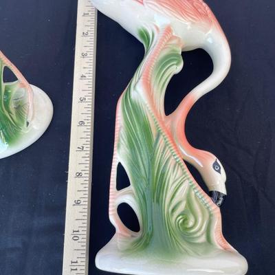 Pair of Art Deco Ceramic Pink Flamingos