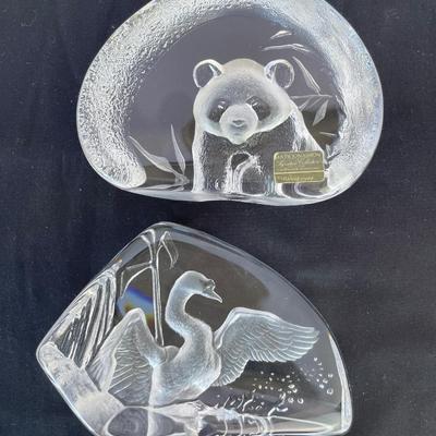 Mats Jonasson Signed Lead Crystal Paperweights