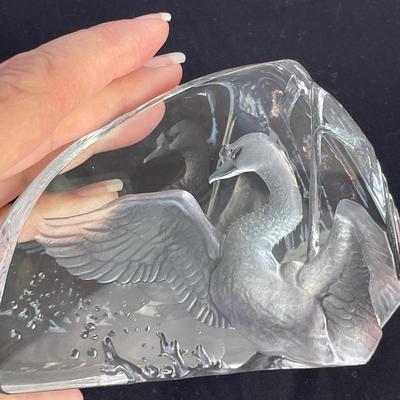 Mats Jonasson Signed Lead Crystal Paperweights