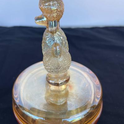 Vintage Jeanette Glass Poodle Powder Jar