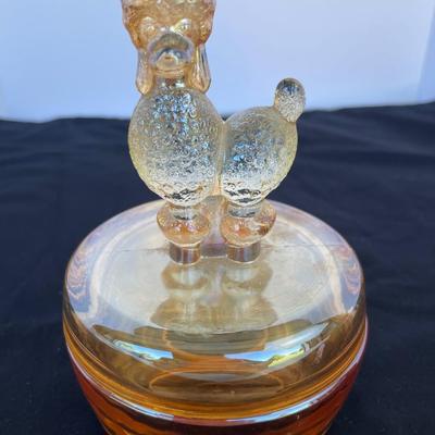 Vintage Jeanette Glass Poodle Powder Jar