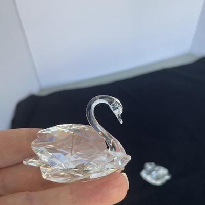2 Crystal Swans Swarovski and other