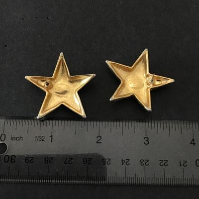 Large vintage star, statement, earrings, gold toned