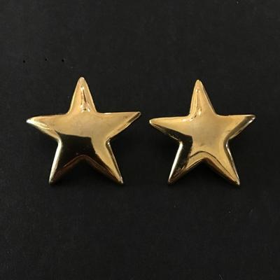 Large vintage star, statement, earrings, gold toned