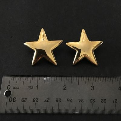 Large vintage star, statement, earrings, gold toned