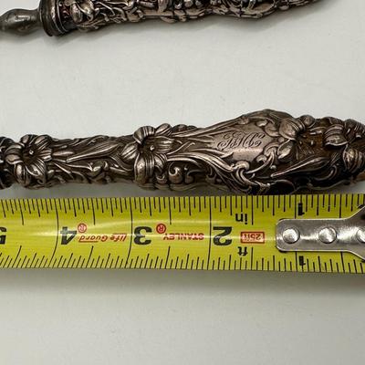 Antique Sterling Silver Art Nouveau Floral Carving Set