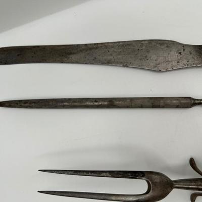Antique Sterling Silver Art Nouveau Floral Carving Set