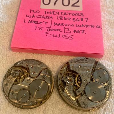 Lancet / Marvin Watch Co. & Waltham 15 Jewel Pocket Watch Movements
