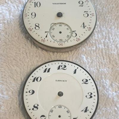 Lancet / Marvin Watch Co. & Waltham 15 Jewel Pocket Watch Movements