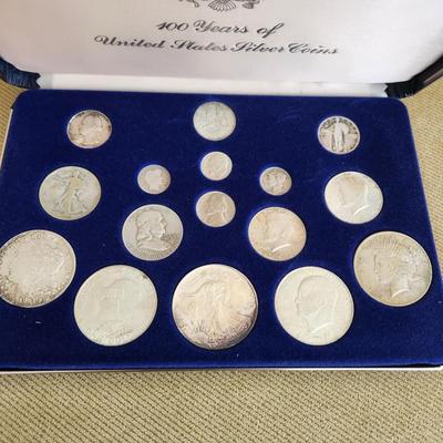 100 Years of United States Silver Coins in case