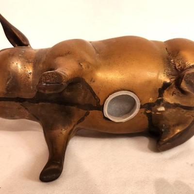 Lot #97 Brass Pig Bank - Vintage