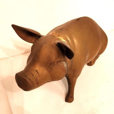 Lot #97 Brass Pig Bank - Vintage