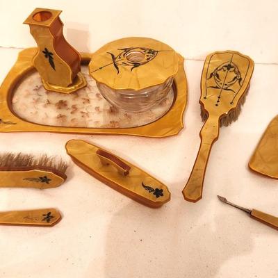 Lot #103 Celluloid Dresser/Vanity Set, ca. 1920 11 pieces