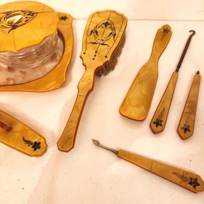 Lot #103 Celluloid Dresser/Vanity Set, ca. 1920 11 pieces