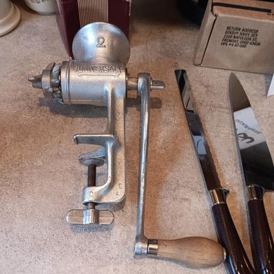 NEW GINSU CUTLERY AND #2 UNIVERSAL MEAT GRINDER