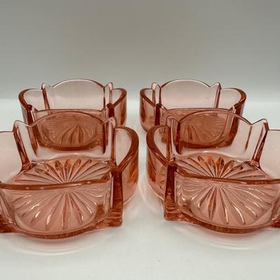 Vintage Pink Depression Glass Bowls - Set of 4